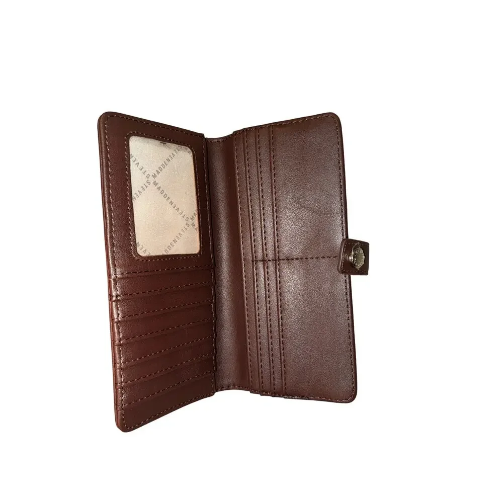 Steve Madden Brown Faux Leather Suede Crossbody Bag Wallet Set
